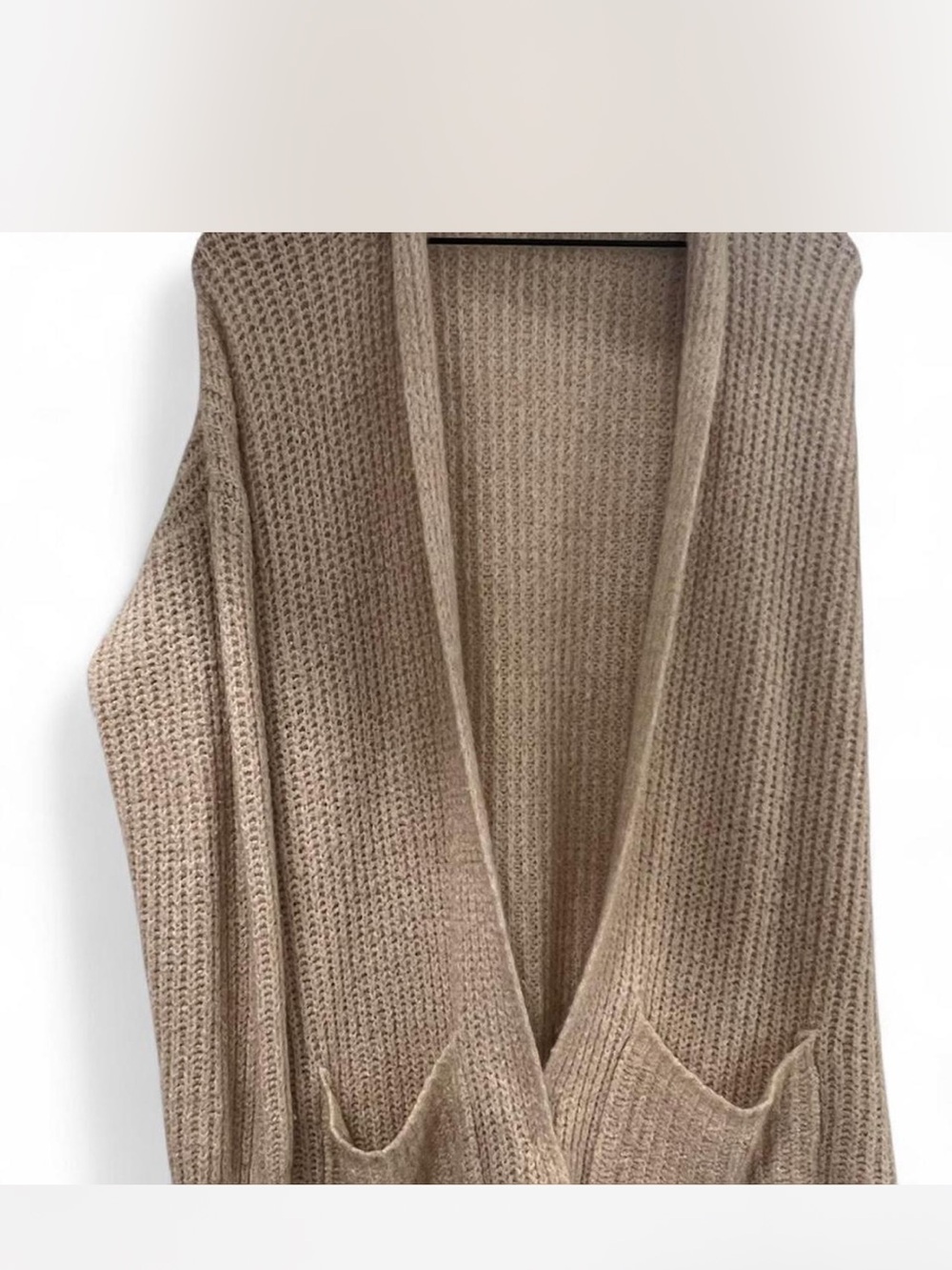 Cozy Open-Front Knit Cardigan - Taupe